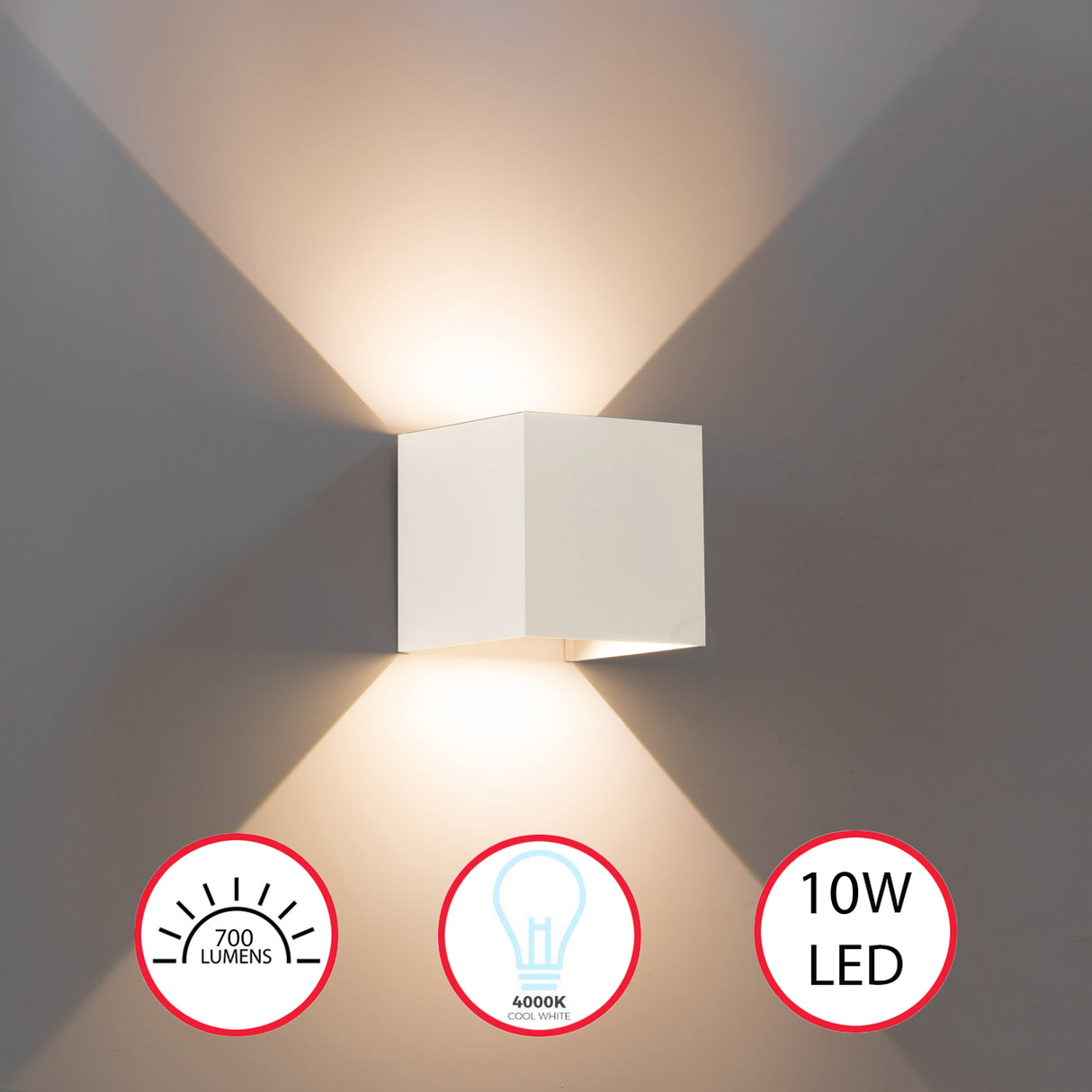 "Modern Wall Sconce LED Waterproof Wall Lamp Aluminum with Adjustable Beam 10-Watt 4000K Cool White Indoor Outdoor for Bathroom Bedroom Corridor Living Room Stairs and Garden, White" - LEHADAR