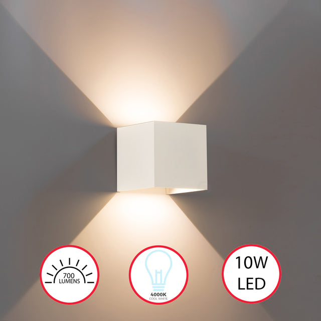 "Modern Wall Sconce LED Waterproof Wall Lamp Aluminum with Adjustable Beam 10-Watt 4000K Cool White Indoor Outdoor for Bathroom Bedroom Corridor Living Room Stairs and Garden, White" - LEHADAR