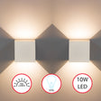 Modern Wall Sconce LED Waterproof Wall Lamp Aluminum with Adjustable Beam 10-Watt 4000K Cool White Indoor Outdoor for Bathroom Bedroom Corridor Living Room Stairs and Garden, White Set of 2 - LEHADAR