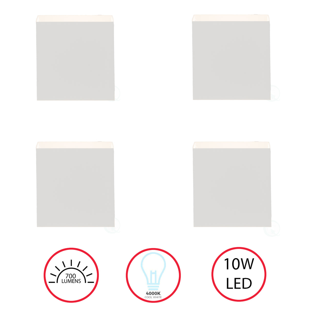 Modern Wall Sconce LED Waterproof Wall Lamp Aluminum with Adjustable Beam 10-Watt 4000K Cool White Indoor Outdoor for Bathroom Bedroom Corridor Living Room Stairs and Garden, White Set of 4 - LEHADAR
