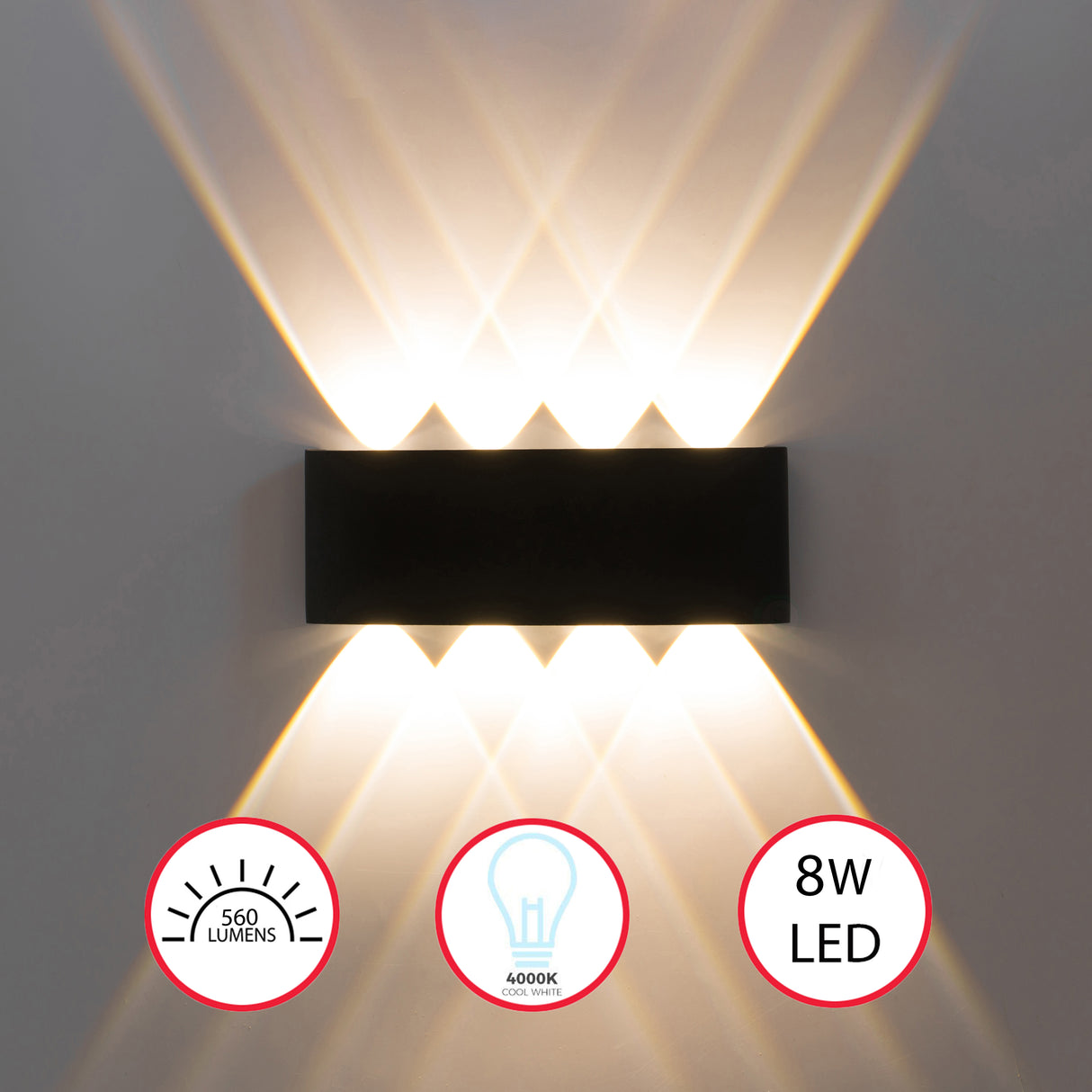 "Contemporary Decorative Waterproof Black Aluminum Wall Lamp for Indoors and Outdoors - Sleek Design, 8W Cool White 4000K - Energy-Efficient LED Light Fixture for Porch, Patio, Garden, and More - Stylish Lighting Solution, Long-lasting LED Bulb." - LEHADAR