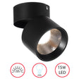 Sleek and Contemporary Aluminum Round LED Ceiling Spotlight - Adjustable Downlight with 15 Watt Cool White 4000K - Energy-Efficient Ceiling-Mounted Spot Lighting - Long-Lasting, Decorative and Modern - Ideal for Home, Office, and Commercial Spaces, Black - LEHADAR