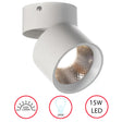 Sleek and Contemporary Aluminum Round LED Ceiling Spotlight - Adjustable Downlight with 15 Watt Cool White 4000K - Energy-Efficient Ceiling-Mounted Spot Lighting - Long-Lasting, Decorative and Modern - Ideal for Home, Office, and Commercial Spaces, White - LEHADAR