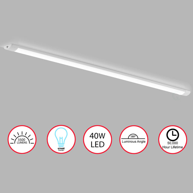 "Slim Rectangular LED Light Under Cabinet Kitchen Lighting 40 Watt 6700K Daylight 50,000 Hour Lifetime, 47 Inch" - LEHADAR