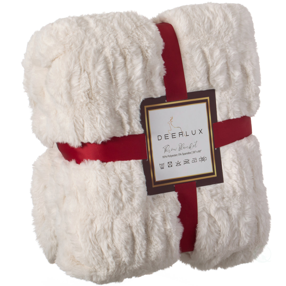 50 in. x 60 in. Rached Faux Fur Cozy Throw Blanket - Decorative Plush Blanket for Sofa and Bed, Soft and Comfortable Home Accent, Stylish Living Room and Bedroom Decor, Warm Winter Blanket, White - LEHADAR