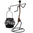 Wire Figure Candle Holder Decorative Modern Tea Light Lantern Tabletop Centerpiece Candle Stand, Back Carry - LEHADAR