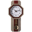 Wood-Look Pendulum Plastic Wall Clock, Farmhouse Decor for Living Room, Kitchen, or Dining Room, Silent Clock with Roman Numerals, Battery Powered, Large Decorative Wall Clock, Easy-to-Read, Beige - LEHADAR