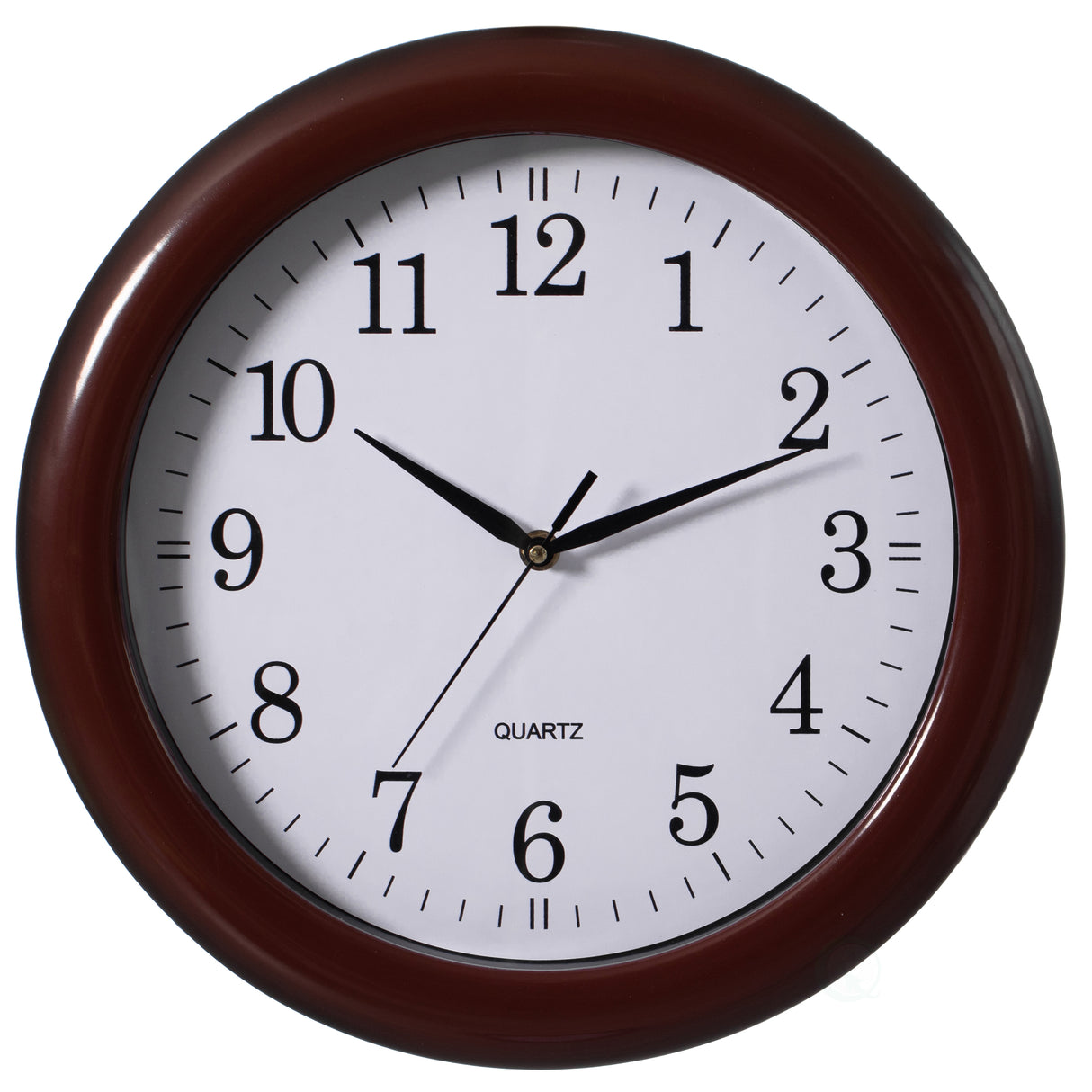 13.75 Inch Plastic Brown Round Battery Operated Simple Modern Wall Clock - Office, Classroom, Living Room, Dining Room, Bedroom and Kitchen Wall Decor - LEHADAR