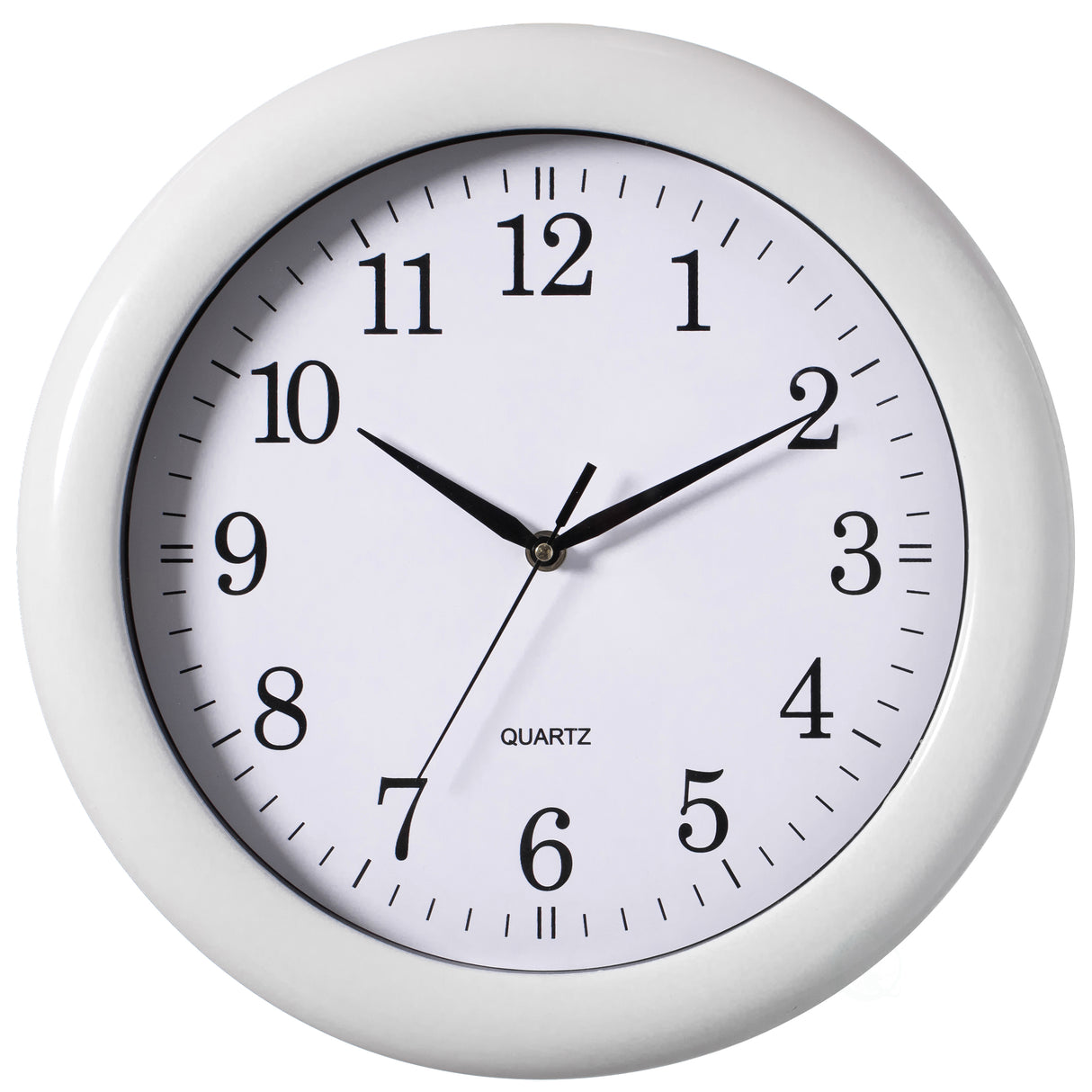 13.75 Inch Plastic White Round Battery Operated Simple Modern Wall Clock - Office, Classroom, Living Room, Dining Room, Bedroom and Kitchen Wall Decor - LEHADAR
