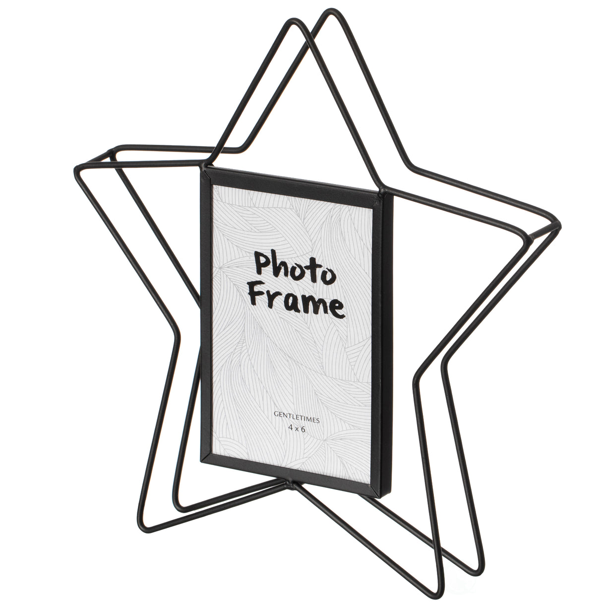 Modern Star Shape Black Metal Decor Photo Frame for Tabletop Display, 4" x 6" - LEHADAR