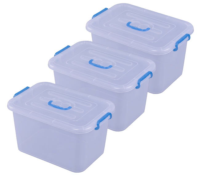 Large Clear Storage Container With Lid and Handles, Set of 3 - LEHADAR