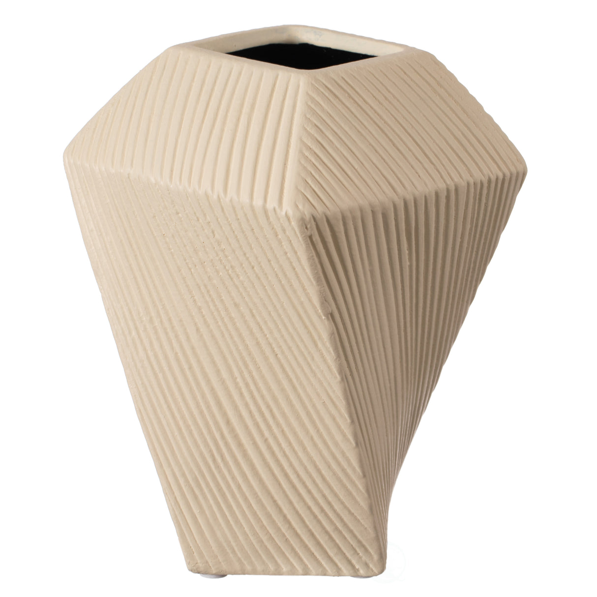 7" H Decorative Ceramic Square Twisted Centerpiece Table Vase Beige, Small - LEHADAR