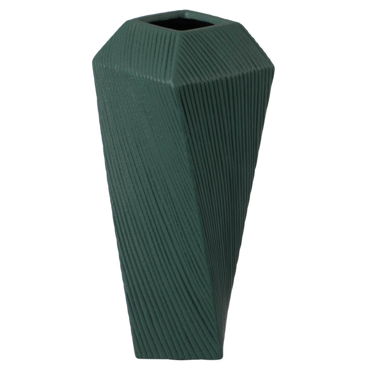 12" H Decorative Ceramic Square Twisted Centerpiece Table Vase Green, Large - LEHADAR