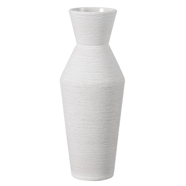 "8"" H Decorative Ceramic Round Sharp Concaved Top Vase Centerpiece Table Vase White, Small" - LEHADAR
