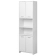 Modern White Standing Bathroom Tall Linen Tower Storage Cabinet, Wide - LEHADAR
