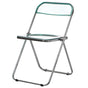 Acrylic Folding Party Transparent Chair Double Hinged Back | Indoor Outdoor Portable Commercial Seat with Silver Metal Frame for Home, Office, Wedding Party, Picnic, and Kitchen Dining (Blue Green) - LEHADAR