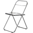 Acrylic Folding Party Transparent Chair with Double Hinged Back | Indoor Outdoor Portable Commercial Seat with Silver Metal Frame for Home, Office, Wedding Party, Picnic, and Kitchen Dining (Clear) - LEHADAR
