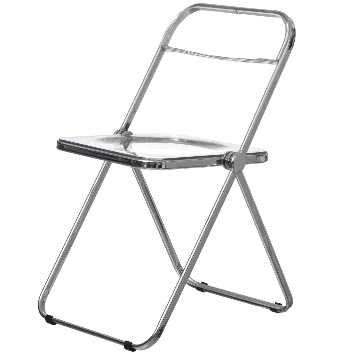 Acrylic Folding Party Transparent Chair with Double Hinged Back | Indoor Outdoor Portable Commercial Seat with Silver Metal Frame for Home, Office, Wedding Party, Picnic, and Kitchen Dining (Clear) - LEHADAR