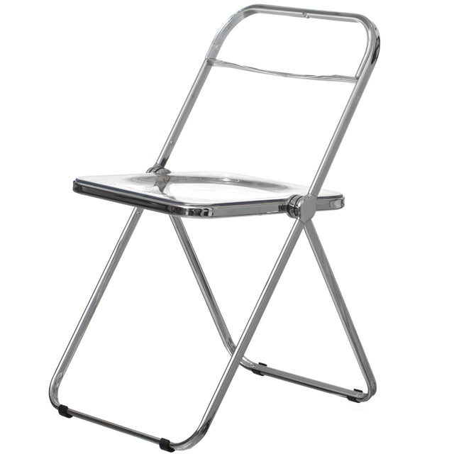 Acrylic Folding Party Transparent Chair with Double Hinged Back | Indoor Outdoor Portable Commercial Seat with Silver Metal Frame for Home, Office, Wedding Party, Picnic, and Kitchen Dining (Clear) - LEHADAR