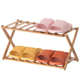 Bamboo Foldable Shoe Rack, Free Standing Shoe Organizer Storage Rack, 2 Tier - LEHADAR