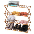 Bamboo Foldable Shoe Rack, Free Standing Shoe Organizer Storage Rack, 4 Tier - LEHADAR