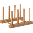 Set of 2 Bamboo Wooden Dish Drainer Rack, Plate Rack, And Drying Drainer, 3 Grid - LEHADAR