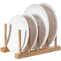 Set of 2 Bamboo Wooden Dish Drainer Rack, Plate Rack, And Drying Drainer, 4 Grid - LEHADAR