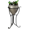 Silver Galvanized Metal Beverage Cooler Tub with Liner and Stand, Medium - LEHADAR
