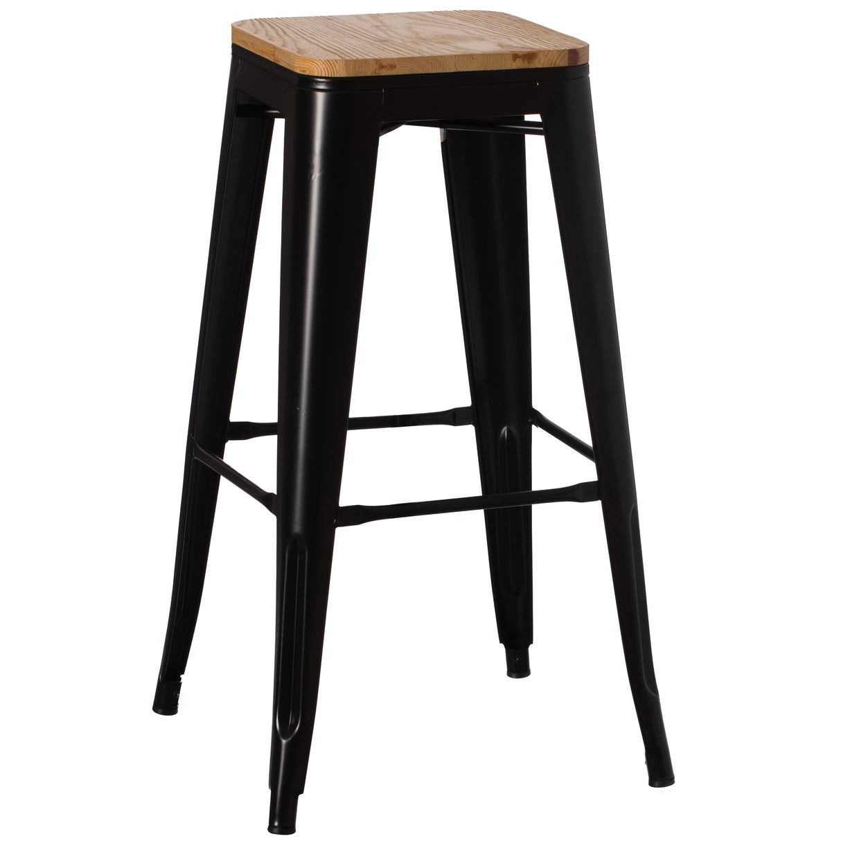 30" Large Decorative Accent Bar Stool for Indoor and Outdoor, Wooden Brown and Metal Black - LEHADAR