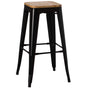 30" Large Decorative Accent Bar Stool for Indoor and Outdoor, Wooden Brown and Metal Black - LEHADAR