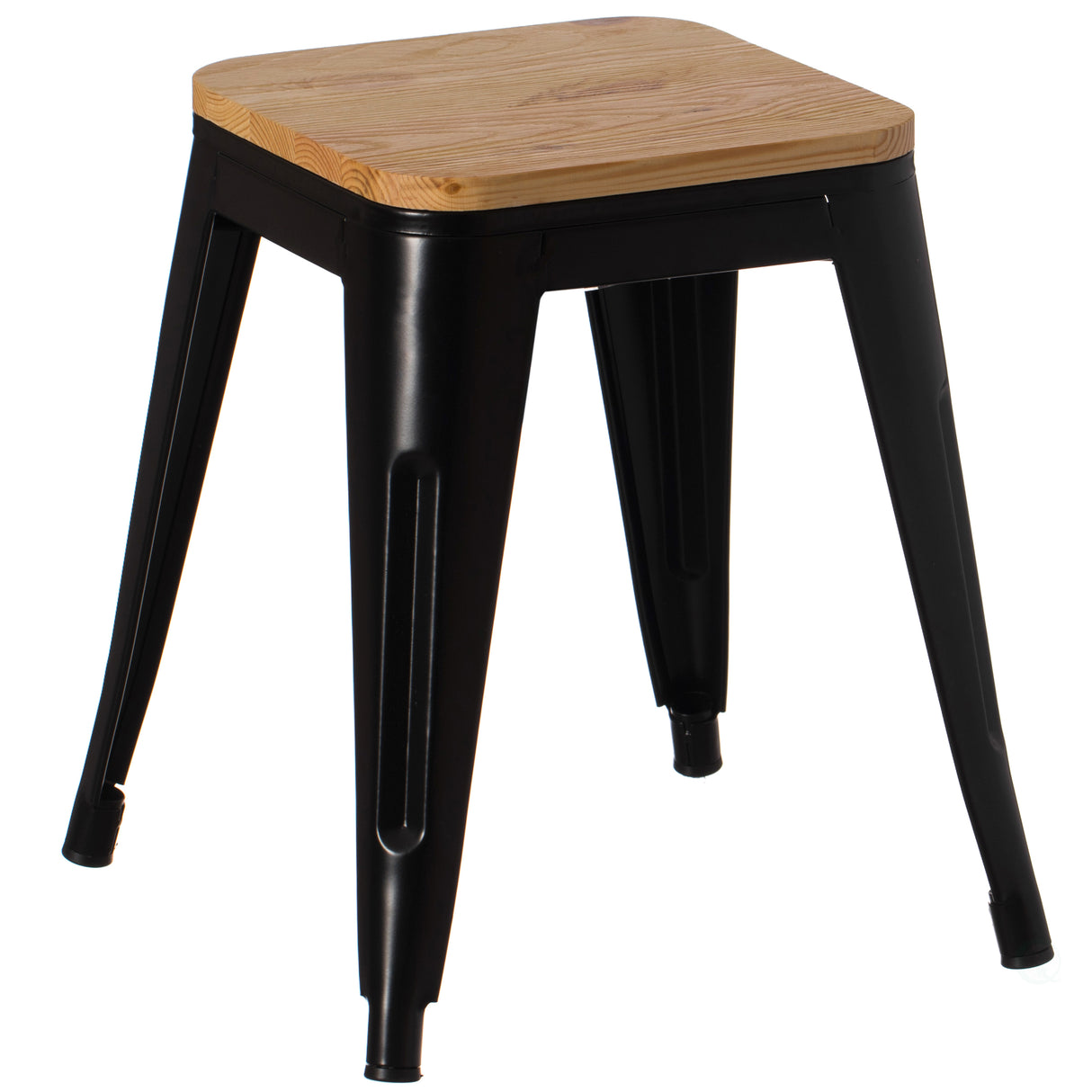 17" Medium Decorative Accent Bar Stool for Indoor and Outdoor, Wooden Brown and Metal Black - LEHADAR