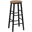 28-Inch Rustic Round Solid Wood Counter-Height Bar Stool with Footrest and Durable Steel Frame, Perfect for Dining Room, Kitchen Island and Home Bar - Ideal for Indoor and Outdoor Parties - LEHADAR