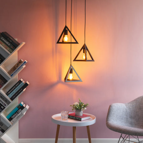 "Quickway Imports Modern Black Chandelier - 3-Bulb Triangle-Shaped Ceiling Hanging Light Fixture for Living Room, Bedroom, and Dining Room Decor - Sleek and Stylish Lighting Solution with Adjustable Cord Lengths" - LEHADAR