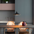 Quickway Imports Modern Round Thin Metal Black Pendant Lamp, Ceiling Hanging Light Fixture for Dining Room, Kitchen, Bedroom, Living Room, Bar or Restaurant, Black Decorative Chandelier with Easy Installation and Durable Metal Construction - LEHADAR