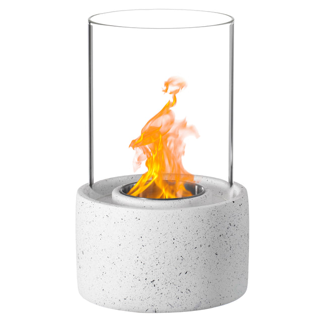Cylinder decor Mini Tabletop Fire Pit | Rubbing Alcohol Fireplace Indoor Outdoor Portable Fire Concrete Round Glass Bowl Pot - LEHADAR