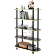 5 Tier Open Bookshelf, Contemporary Classic Modern Style Free Standing Wood Display Rack Unit for Collections, 59" Height Etagere Bookcase, Brown - LEHADAR