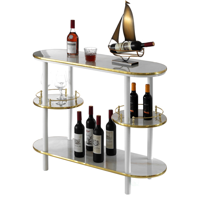 Sturdy, Portable, Easy Assembly Wooden Console Table Mini Bar Cabinet, Modern Style Multi functional from Coffee and Tea Haven, Drink Station or a Beer Island in your Kitchen, White - LEHADAR