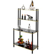 Classy and Elegant 4 Tiered Multifunctional Wooden Open Bar Shelves, Modern Console Table, Coffee Bar Accessories, Coffee Bar Cabinet, Tea Bar and Wine Bar Table, Brown - LEHADAR