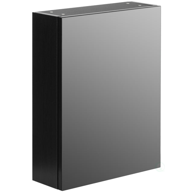 Wall Mount Bathroom Mirrored Storage Cabinet with Single Door | 2 Adjustable Shelves Medicine Wood Organizer Storage Furniture for Bathrooms, Kitchens, and Laundry Room (Black) - LEHADAR