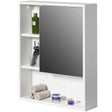 Wall Mount Bathroom Mirrored Storage Cabinet with Open Shelf | 2 Adjustable Shelves Medicine Organizer Storage Furniture for Bathrooms, Kitchens, and Laundry Room (White) - LEHADAR