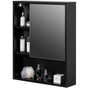 Wall Mount Bathroom Mirrored Storage Cabinet with Open Shelf | 2 Adjustable Shelves Medicine Organizer Storage Furniture for Bathrooms, Kitchens, and Laundry Room (Black) - LEHADAR