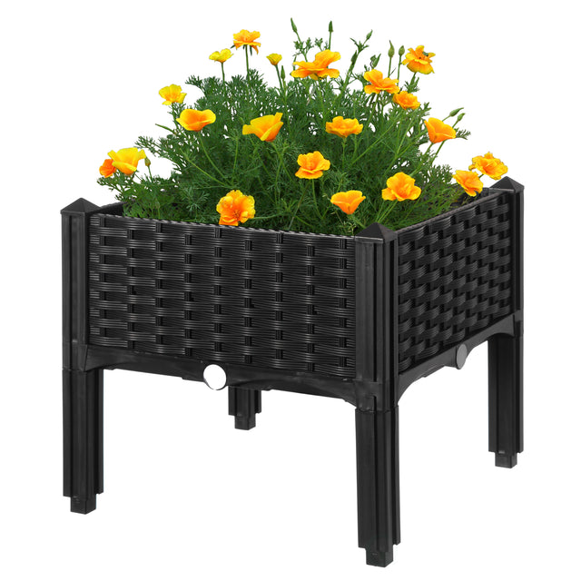 Rattan Raised Garden Bed Flower Planter - LEHADAR