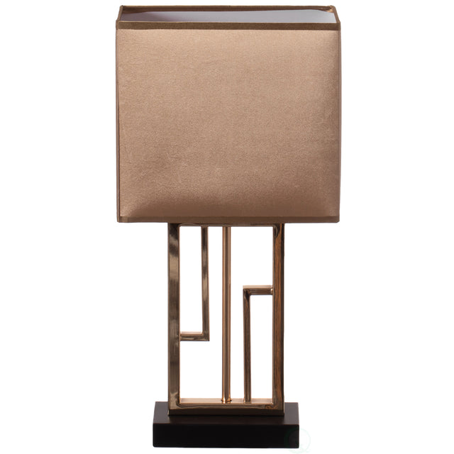 Table Lamp, Decorative Metal Table Lamp with Gold Modern Stand and Brown Silk Lampshade 17 Inch, Unique Lamp for Home Decor Living Room or Bedroom" - LEHADAR