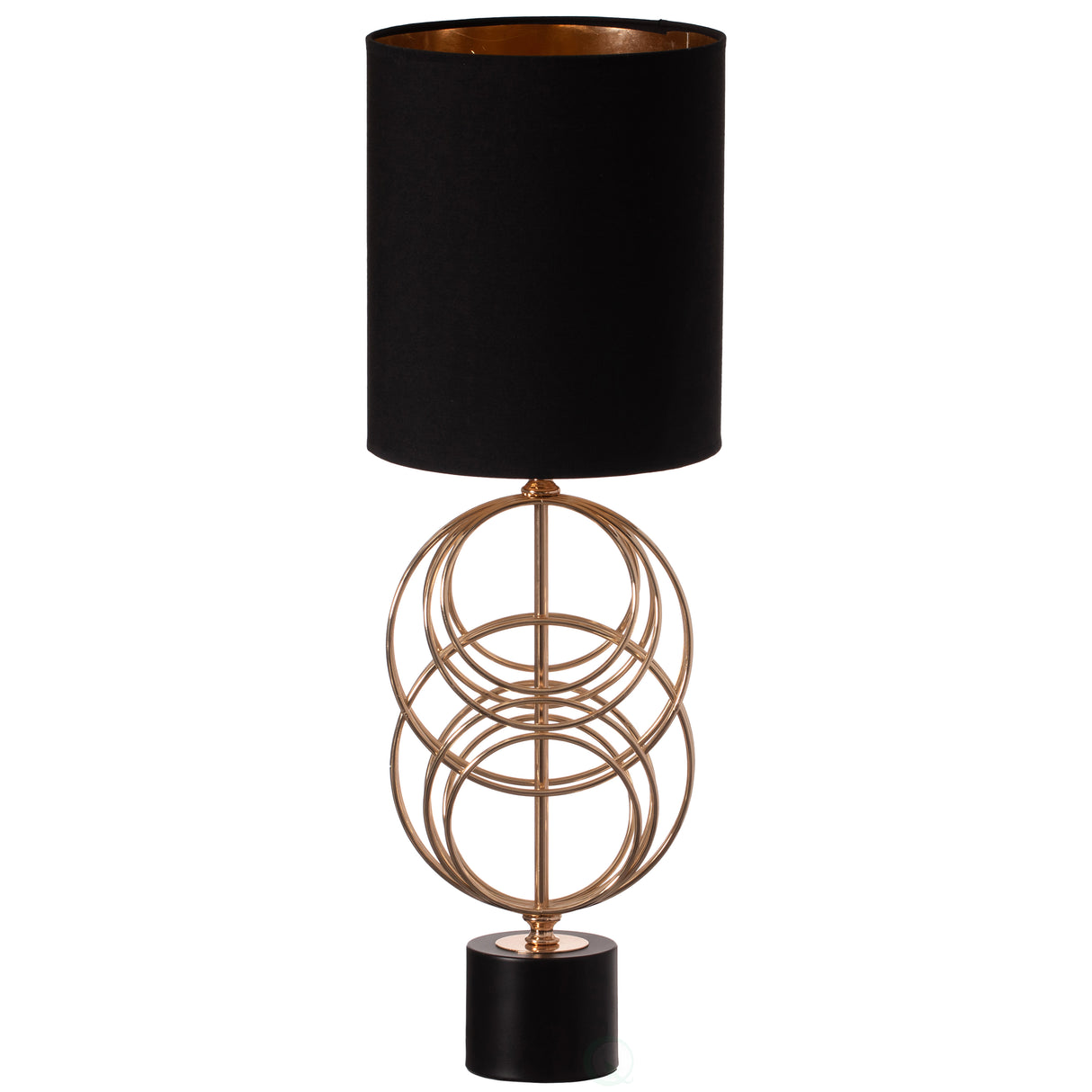 Table Lamp, 26 Inch Decorative Metal Table Lamp with Gold Circular Stand and Black Cotton Lampshade, Unique Lamp for Home Decor Living Room or Bedroom - LEHADAR