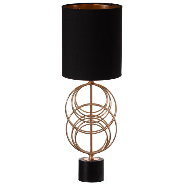 Table Lamp, 26 Inch Decorative Metal Table Lamp with Gold Circular Stand and Black Cotton Lampshade, Unique Lamp for Home Decor Living Room or Bedroom - LEHADAR