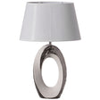 Table Lamps, Decorative Ceramic Table Lamp 19 inch, with Silver and White Oval Stand and White Cotton Lampshade, Unique Lamp for Home Decor Living Room or Bedroom," - LEHADAR