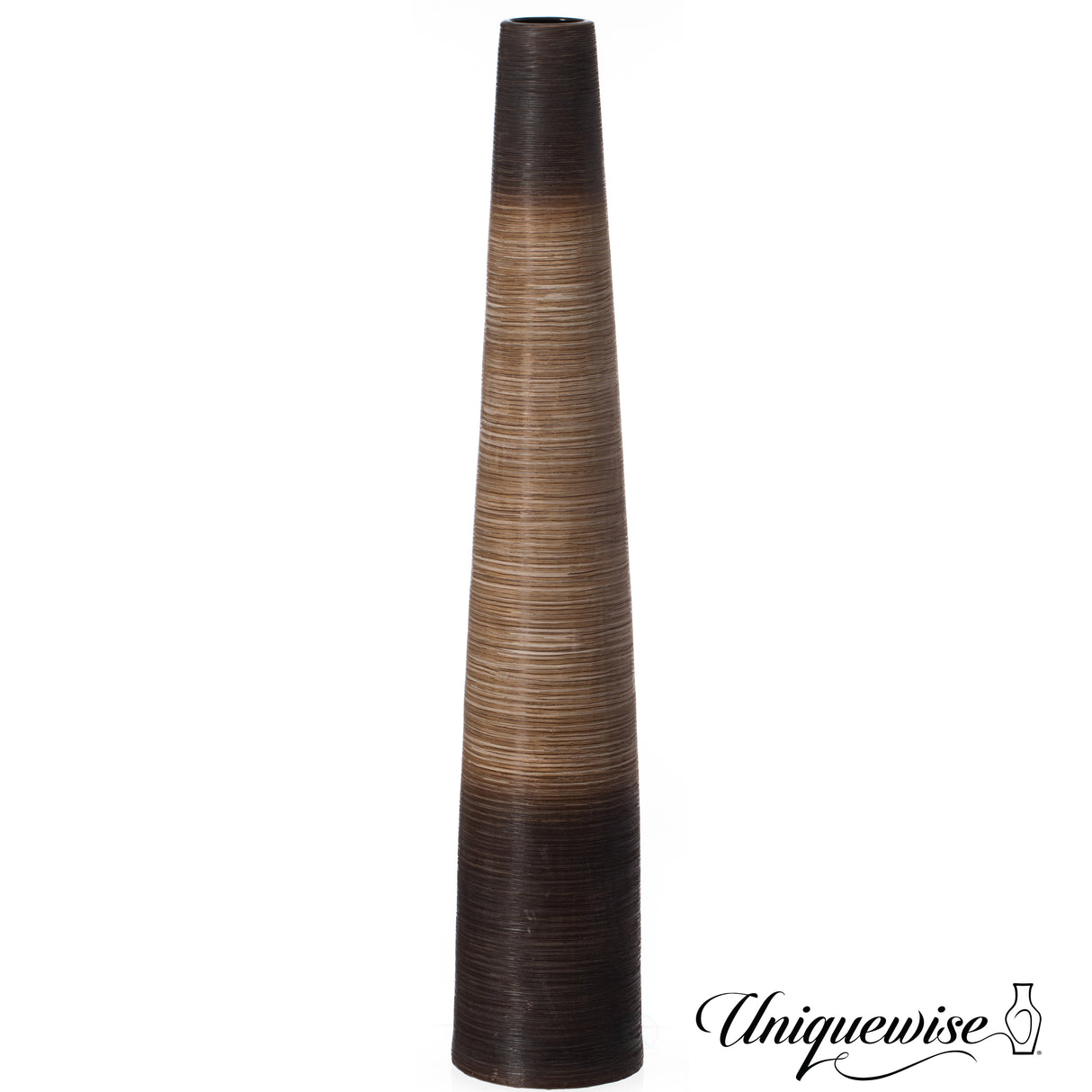 47-Inch Tall Handcrafted Brown Ceramic Floor Vase - Waterproof Cylinder-Shaped Freestanding Vase, Ideal for Tall Floral Arrangements and as a Standalone Piece - LEHADAR
