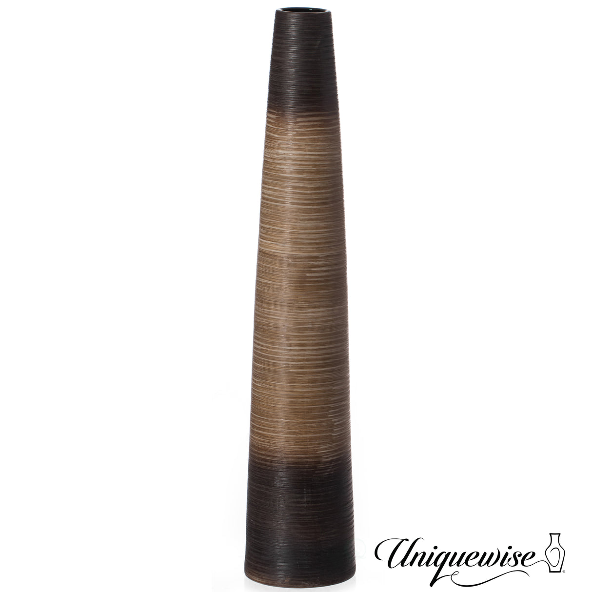 39-Inch Tall Handcrafted Brown Ceramic Floor Vase - Waterproof Cylinder-Shaped Freestanding Design, Ideal for Tall Floral Arrangements and as a Standalone Piece - LEHADAR