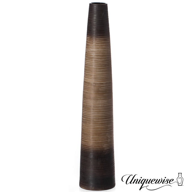 39-Inch Tall Handcrafted Brown Ceramic Floor Vase - Waterproof Cylinder-Shaped Freestanding Design, Ideal for Tall Floral Arrangements and as a Standalone Piece - LEHADAR