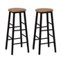 Set of 2 28-Inch Rustic Round Solid Wood Counter-Height Bar Stool with Footrest and Durable Steel Frame, Perfect for Dining Room, Kitchen Island and Home Bar - Ideal for Indoor and Outdoor Parties - LEHADAR